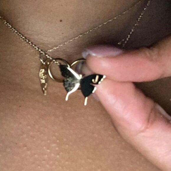 18k Gold Butterfly Initial Necklace - Picture 8 of 10